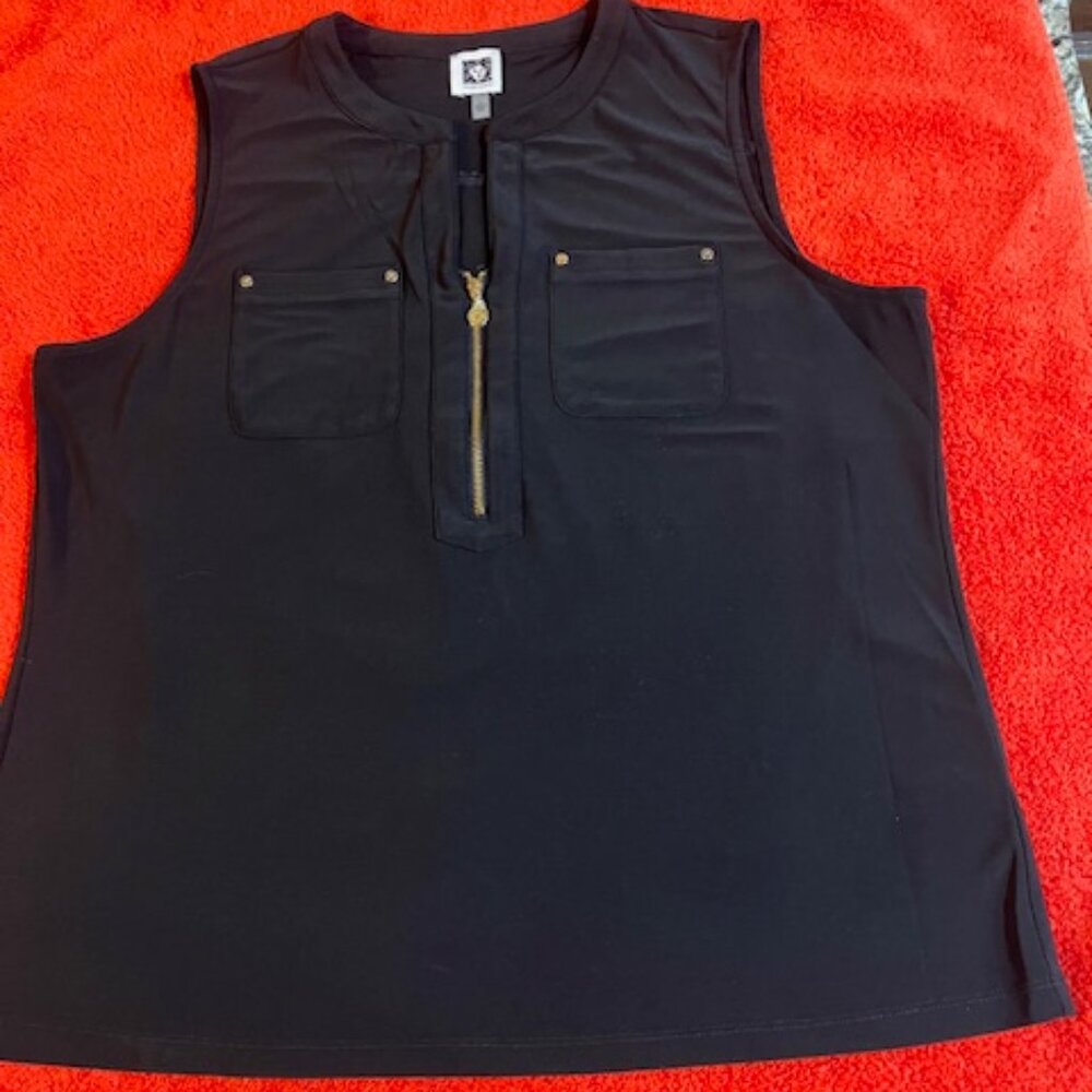 Anne Klein Black Jersey Knit Sleeveless Top